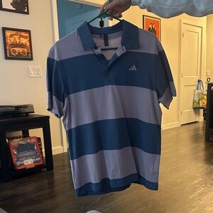 Adidas Men's Polo Shirt in Blue and Gray Stripes